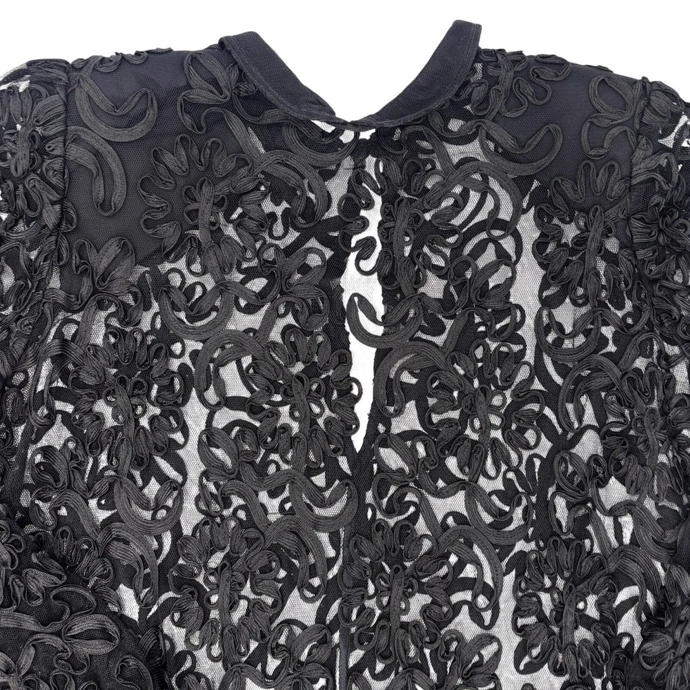 VTG Sheer Lace Dress Black High Neck Romantic Gothic‎ Victorian Whimsigoth EUC